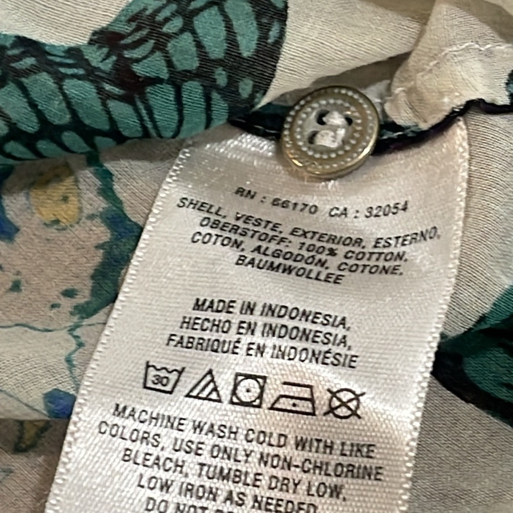 Anthropologie Maeve Abella Pintuck Butterfly Cotton Shirt Blouse Sz 2  XS - Picture 12 of 16